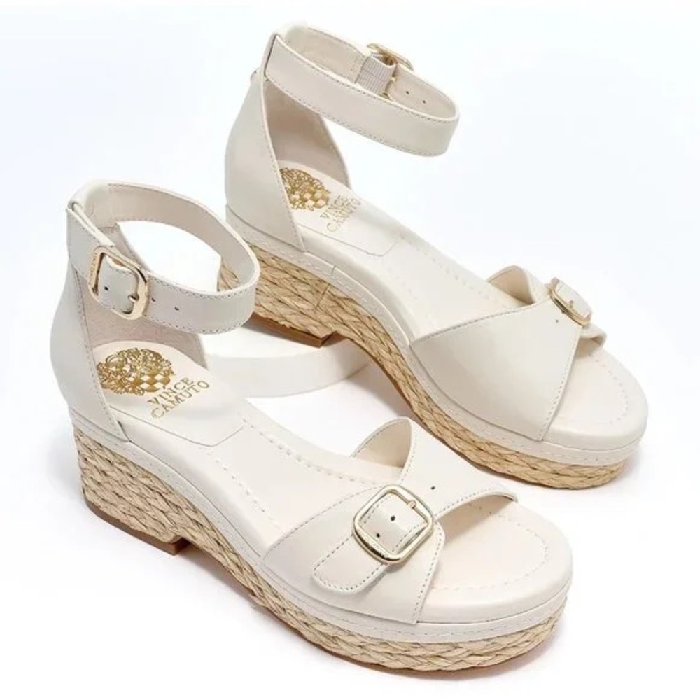 Vince Camuto Meterrey Cream Ankle Strap Wedges